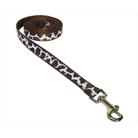 Sassy Dog Wear LEOPARD-WHITE1-L 4 Ft. Leopard Dog Leash; White & Brown - Extra Small